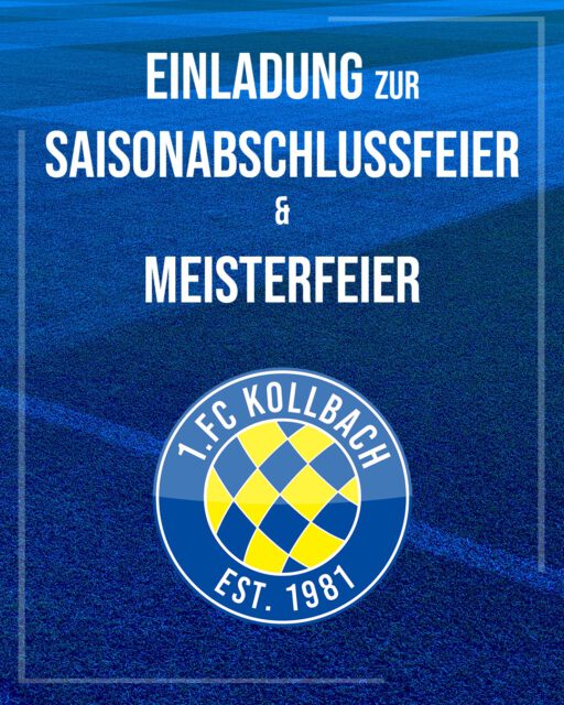 🏆 Einladung zur Saisonabschluss- und Meisterfeier 🏆

Nach dem letzten Saisonspiel unserer beiden Mannschaften in Karlsfeld laden wir am 📅 Sonntag, den 31.05.2026 ab 🕓 16:30 Uhr alle Fans, Gönner, Mitglieder und Unterstützer herzlich zu unserer Saisonabschluss- und Meisterfeier ein. 💙💛

Lasst uns gemeinsam auf eine überragende Saison zurückblicken und den Aufstieg in die Kreisklasse gebührend feiern. Wir freuen uns auf einen schönen Abend mit euch! 😊💪
